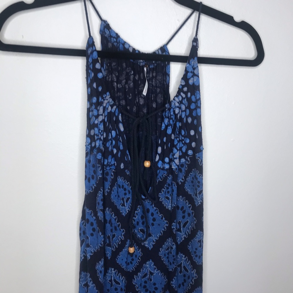 Free People Blue Printed Sleeveless KeyHole Dress - Picture 2 of 6